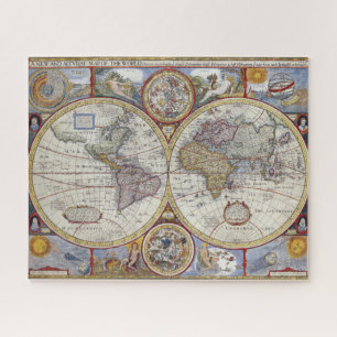 Quebra-cabeça Vintage, antigo mapa mundial de John Speed 1627: