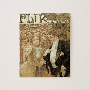 Quebra-cabeça Vintage Art Nouveau Love Romance, Flirt de Mucha