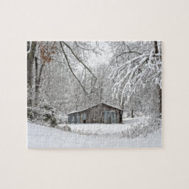 Quebra-cabeça Vintage Barn in Fresca Snow - Foto Rural Tennessee