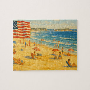 Quebra-cabeça Vintage Beach 4 de julho Independência Americana