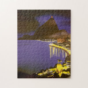 Quebra-cabeça Vintage Beach à noite no Rio de Janeiro, Brasil