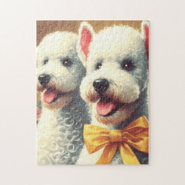 Quebra-cabeça Vintage Bedlington Terrier Painting (Vertical)