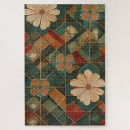 Quebra-cabeça Vintage Bloom Mosaic – Timeless Floral Geometry