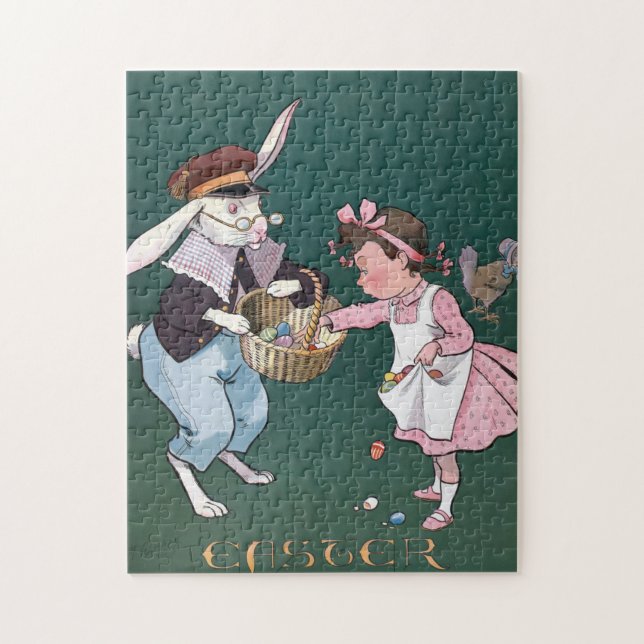 Quebra-cabeça Vintage Bonitinha Coelhinha Coelhinha Coelho Pásco (Vertical)