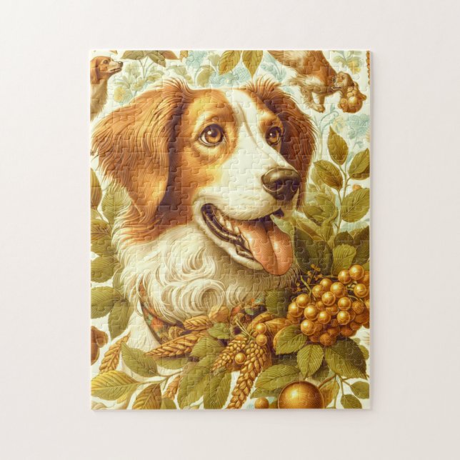 Quebra-cabeça Vintage Brittany Dog Painting (Vertical)