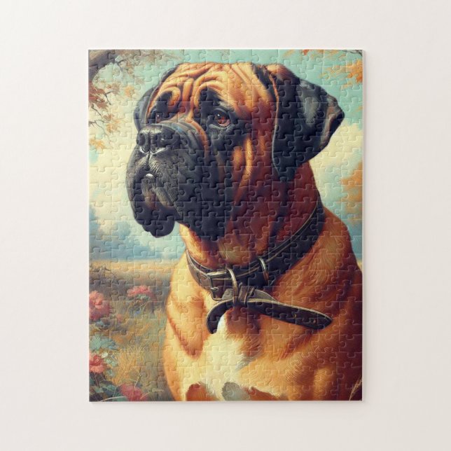 Quebra-cabeça Vintage Bullmastiff Painting (Vertical)