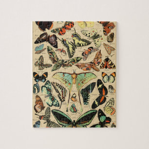 Quebra-cabeça Vintage Butterfly Papillon Antiga Ilustração Arte