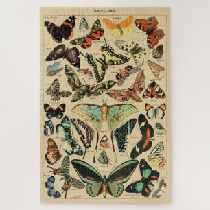 Quebra-cabeça Vintage Butterfly Papillon Antiga Ilustração Arte