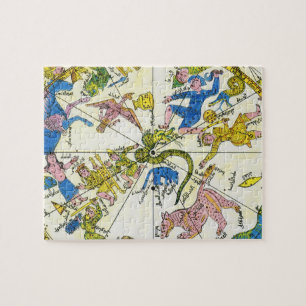 Quebra-cabeça Vintage Celestial, Antique Constellation Stars Map