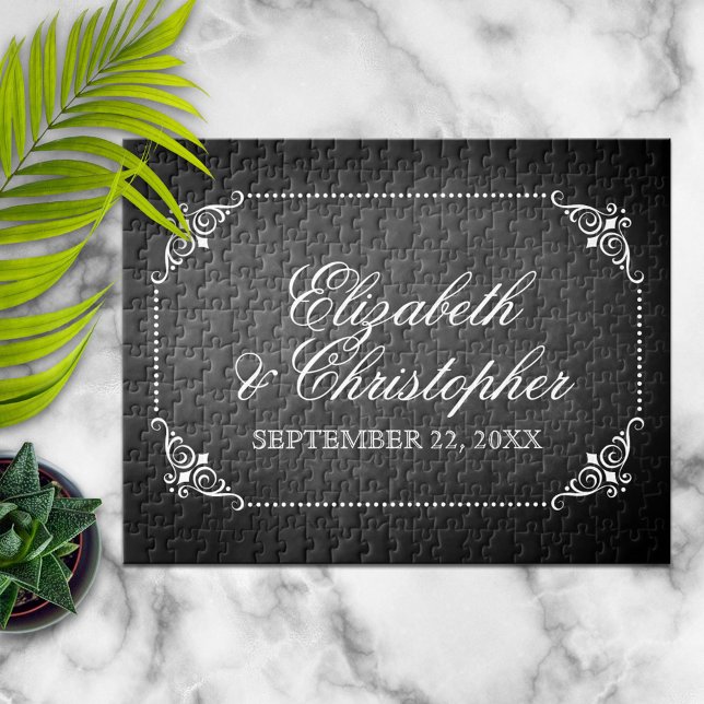 Quebra-cabeça Vintage Chalkboard Personalizada Data de Casamento (Criador carregado)