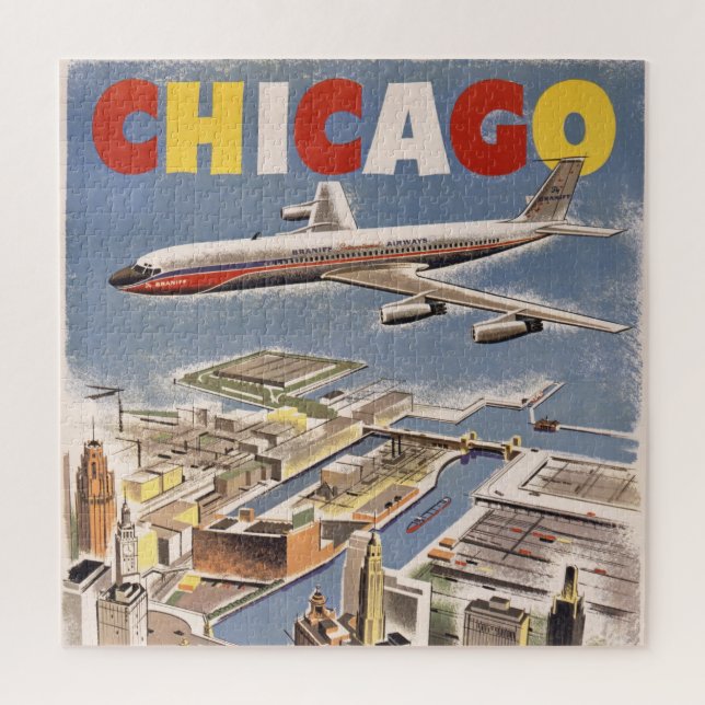 Quebra-cabeça Vintage Chicago EUA Air Viagem Advertisement (Vertical)