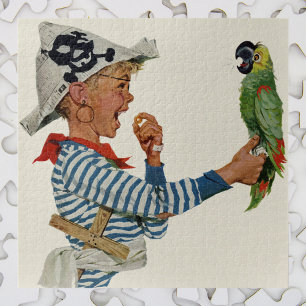 Quebra-cabeça Vintage Child, Garoto Jogando Pássaro de Papagaio