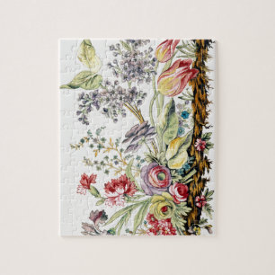 Quebra-cabeça Vintage Colorida Watercolor Floral