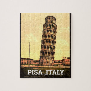 Quebra-cabeça vintage com torre de limpeza Pisa - Itália
