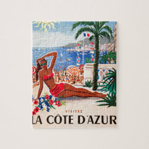 Quebra-cabeça Vintage Cote D'Azur Beach Girl