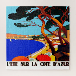 Quebra-cabeça Vintage Cote D'Azur French Viagem Illustration Art