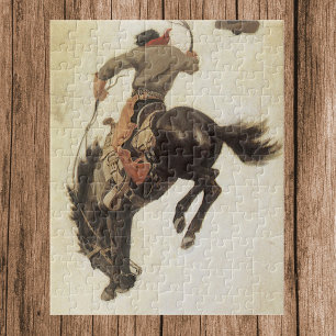 Quebra-cabeça Vintage Cowboy, Bronco Buster Study by NC Wyeth