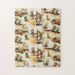 Quebra-cabeça Vintage Cowboy Cowboy Country Kids Pony Cactus