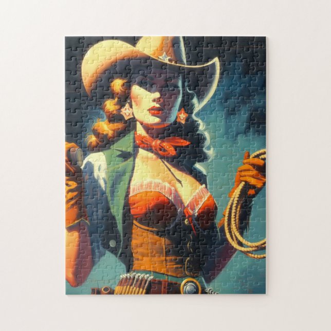 Quebra-cabeça Vintage Cowgirl Painting (Vertical)