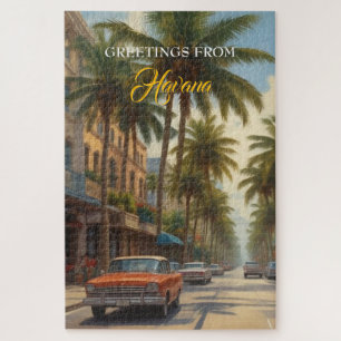 Quebra-cabeça Vintage Cuba Viagem - Saudações De Havana