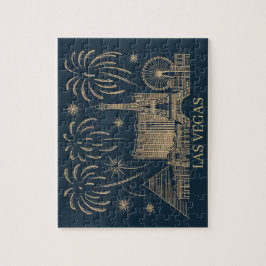 Quebra-cabeça Vintage da Linha Dourada do Skyline em Las Vegas