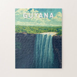 Quebra-cabeça Vintage da Viagem de Ilustração da Guiana