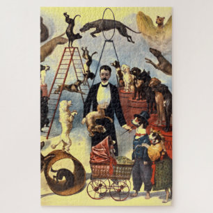 Quebra-cabeça Vintage Dogs Circus Illustration Art Old Antique
