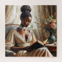 Vintage Elegant Black Woman Reading A Book Puzzle