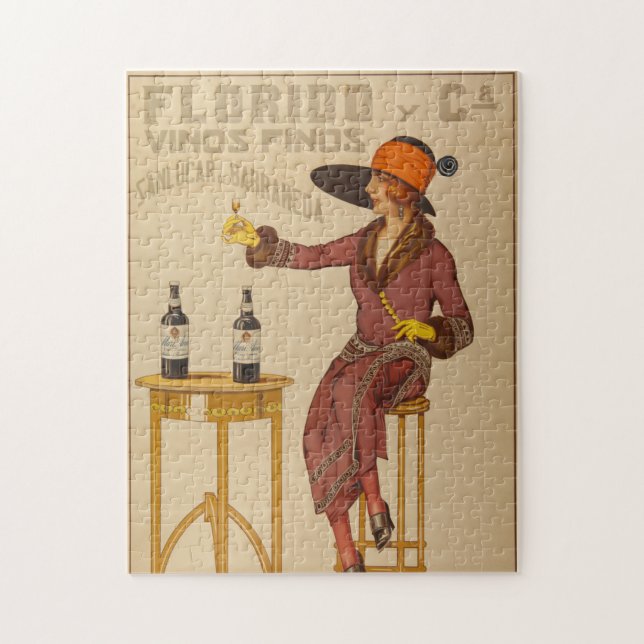 Quebra-cabeça Vintage Ephemera Lady Wine Toast (Vertical)
