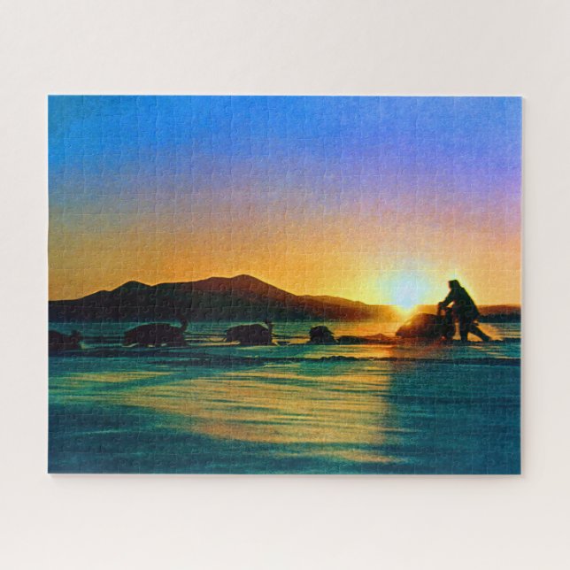 Quebra-cabeça Vintage EUA Alasca Sol da meia-noite mushing (Horizontal)