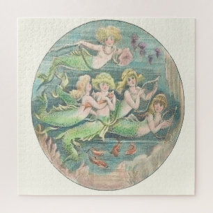 Quebra-cabeça Vintage Fantasy Mermaids Cameo
