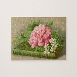 Quebra-cabeça Vintage Floral Peony Book Elegante
