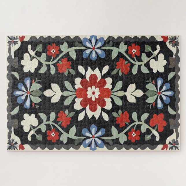 Quebra-cabeça Vintage Folk Art Design (Horizontal)