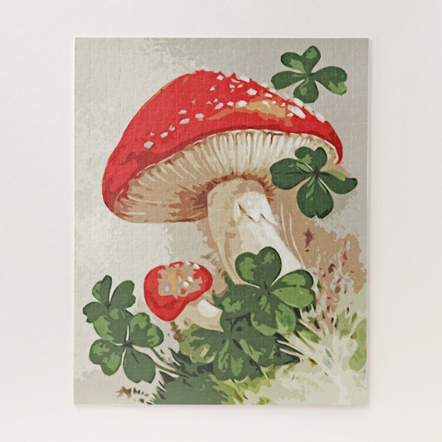Quebra-cabeça Vintage Forest Mushroom Lucky Clover (Vertical)