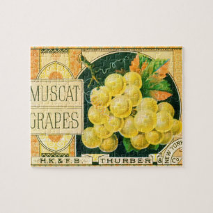 Quebra-cabeça Vintage Fruta Crate Label Art, Muscat Graphics