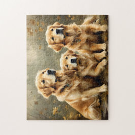 Quebra-cabeça Vintage Golden Retriever Dogs Print
