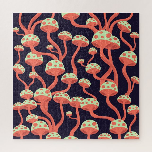 Quebra-cabeça Vintage Graphics Mushroom Sem Fios Padrão (Vertical)