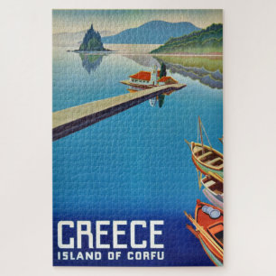 Quebra-cabeça Vintage Grécia da Ilha da Ilustração de Corfu