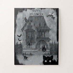Quebra-cabeça Vintage Halloween Black Cats Witold and Bats