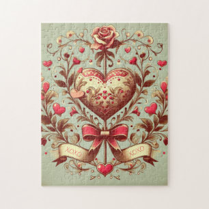 Quebra-cabeça Vintage Heart Dia de os namorados xoxo