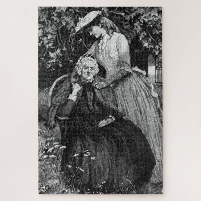 Quebra-cabeça Vintage idosa Mãe Filha Avô LG (Vertical)