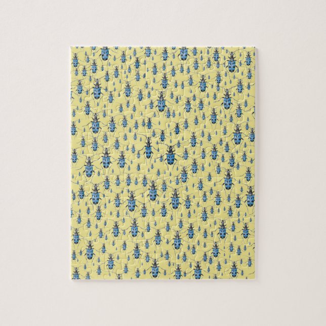 Quebra-cabeça Vintage Insetos Marcha dos Besouros Azuis (Vertical)