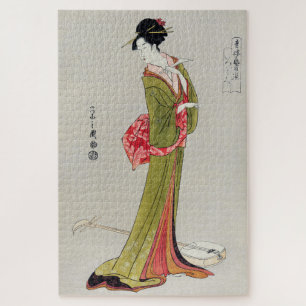 Quebra-cabeça Vintage Japan Geisha em Kimono com Shamisen
