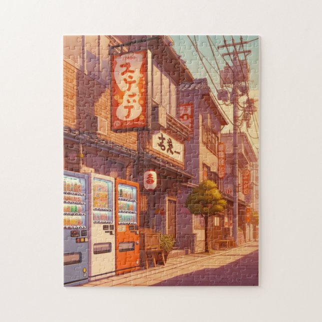 Quebra-cabeça Vintage Japanese Street – Evening Light Puzzle (Vertical)