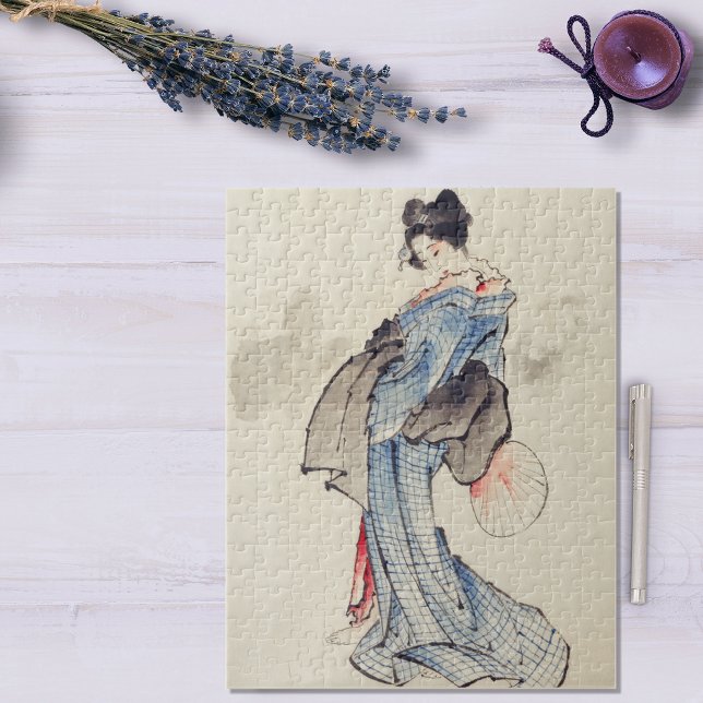 Quebra-cabeça Vintage Japonês Art Geisha em um Kimono com ventil (Criador carregado)