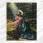 Quebra-cabeça Vintage Jesus Cristo Rezando, Jardim de Gethsemane<br><div class="desc">Ilustração Vintage de Cristo religioso no Jardim de Gethsemane de Heinrich Hofmann. Jesus Cristo está rezando em Gethsemane vestindo um longo roupão fluído e rezando enquanto olha para o céu com uma estrela brilhando, ele está profundamente no pensamento e na oração. Gethsemane é um jardim ao pé do Monte das...</div>