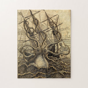 Quebra-cabeça Vintage Kraken Impressão