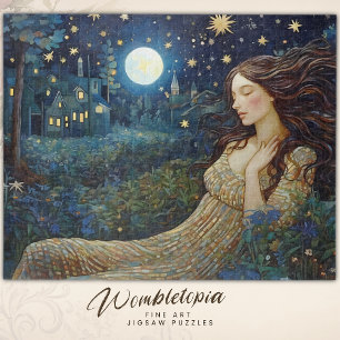 Quebra-cabeça Vintage Lady in Moonlight Forest Art Nouveau