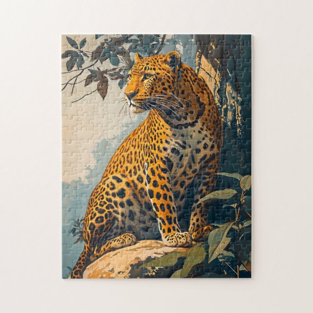 Quebra-cabeça Vintage Leopard Art (Vertical)