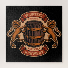 Quebra-cabeça Vintage Lion Oak Barrel Personalized Brewery Beer 